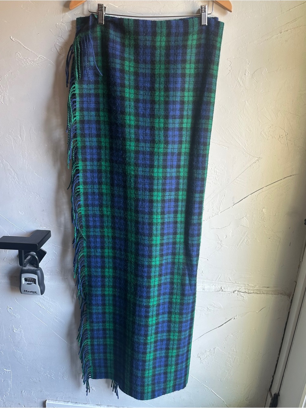 Talbots 100% Wool Plaid Throw Blanket Black Watch Tartan Preppy Cabin 64x52